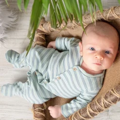 Tutina a righine cotone biologico da neonato