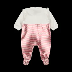 Tutina bianca a righine rosse da neonata