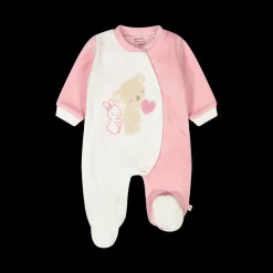 Tutina con piede in ciniglia misto cotone bio per neonata