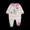 Tutina con piede in ciniglia misto cotone per neonata