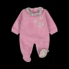 Tutina con piede in ciniglia 100% cotone bio per neonata