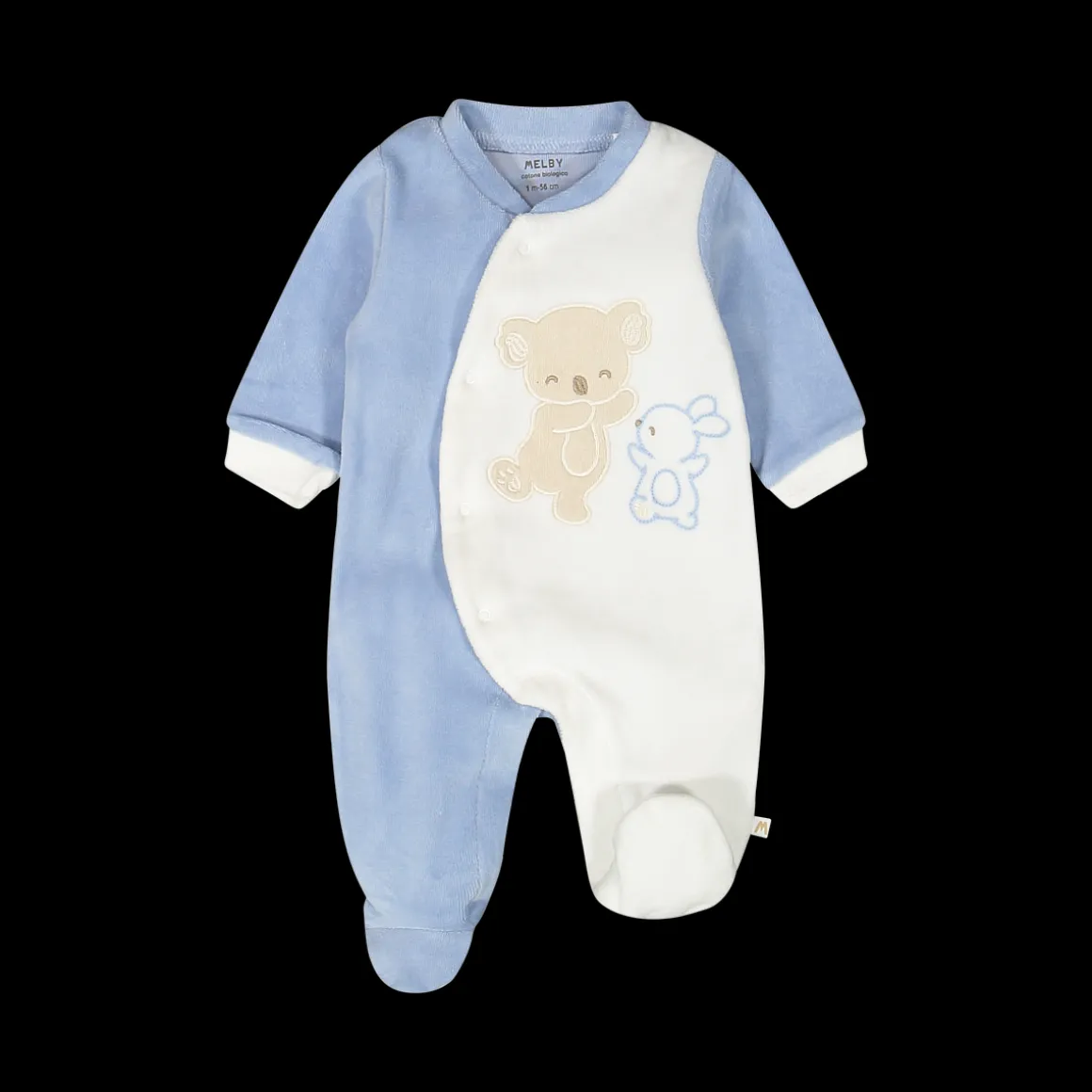 Tutina con piede in ciniglia misto cotone bio per neonato