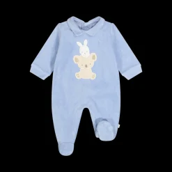 Tutina con piede in ciniglia misto cotone bio per neonato
