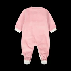 Tutina con piede in ciniglia misto cotone bio per neonata