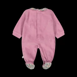 Tutina con piede in ciniglia 100% cotone bio per neonata
