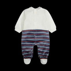 Tutina con piede in ciniglia rigata e felpa per neonato