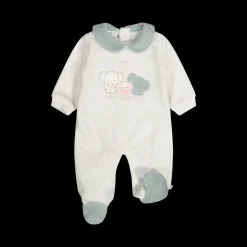 Tutina con piede in ciniglia per neonata