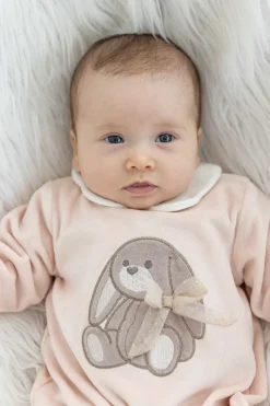 Tutina con piede in ciniglia mano morbida per neonata