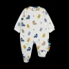 Tutina con piede in felpa elasticizzata misto cotone bio per neonato