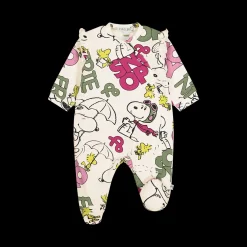 Tutina con piede in felpa elasticizzata per neonata