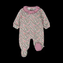 Tutina con piede in felpa elasticizzata misto cotone bio per neonata