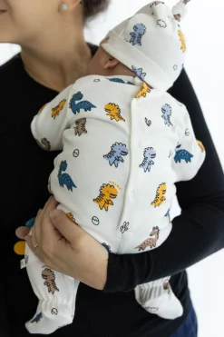 Tutina con piede in felpa elasticizzata misto cotone bio per neonato