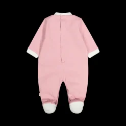 Tutina con piede in stretch interlock misto cotone bio per neonata