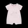 Tutina corta a righe rosa e bianche da neonata