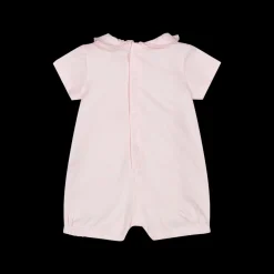 Tutina corta a righe rosa e bianche da neonata