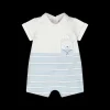 Tutina corta a righine azzurre da neonato