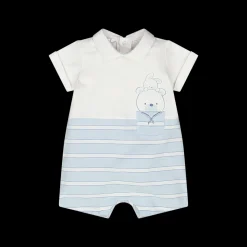 Tutina corta a righine azzurre da neonato