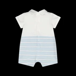 Tutina corta a righine azzurre da neonato