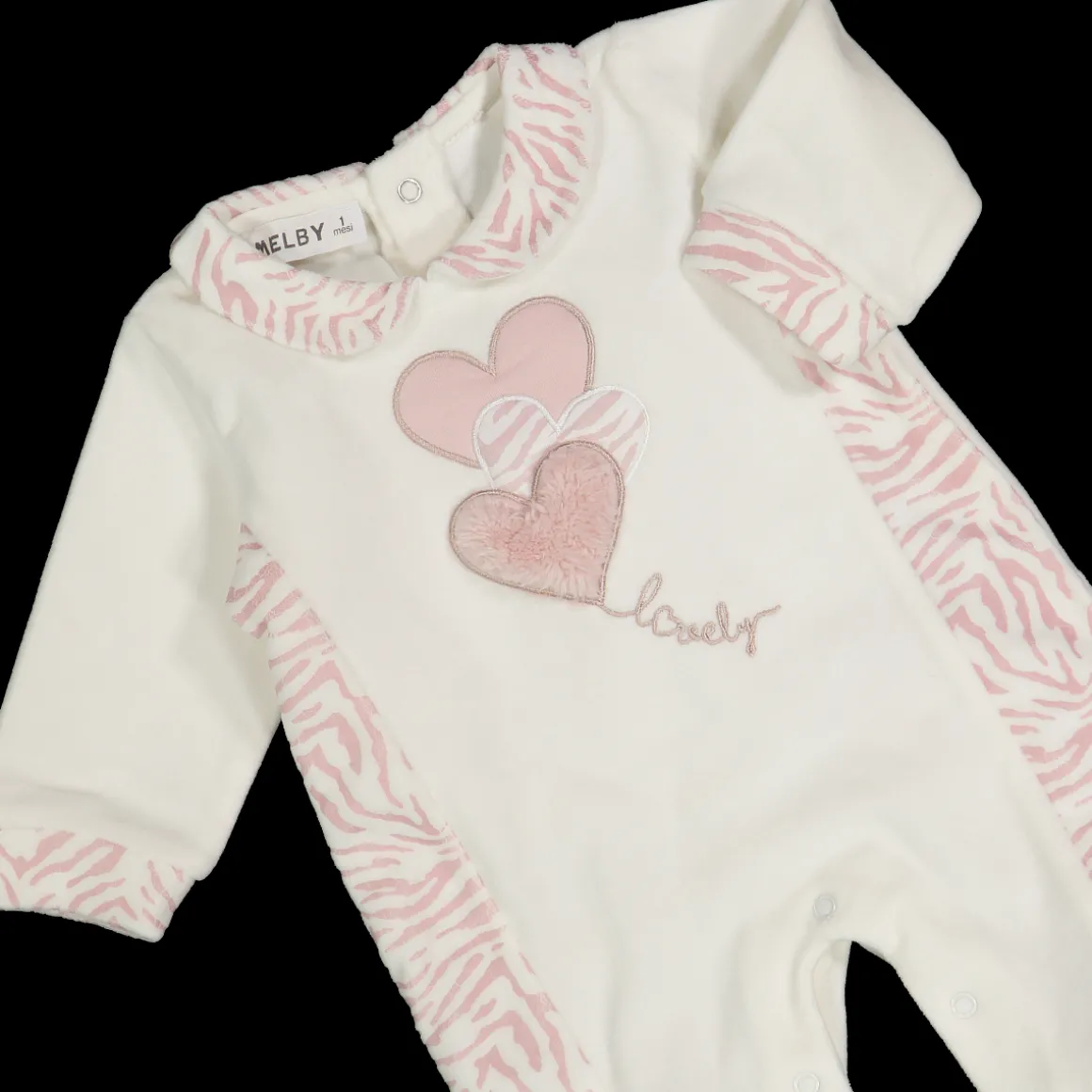 Tutina in ciniglia con cuori da neonata