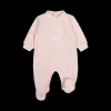 Tutina in ciniglia rosa con orsetto neonata