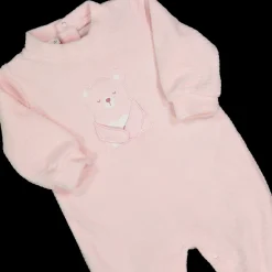 Tutina in ciniglia rosa con orsetto neonata