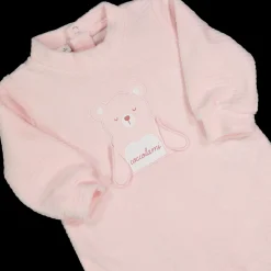 Tutina in ciniglia rosa con orsetto neonata