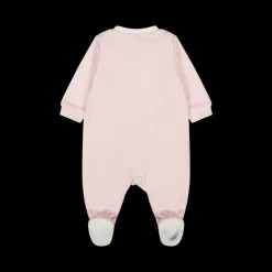 Tutina in jersey bianco e rosa da neonata