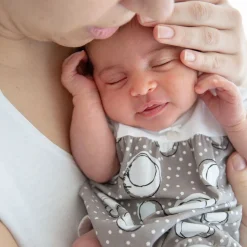 Tutina in jersey con pois da neonata