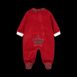 Tutina Natale in ciniglia rossa unisex