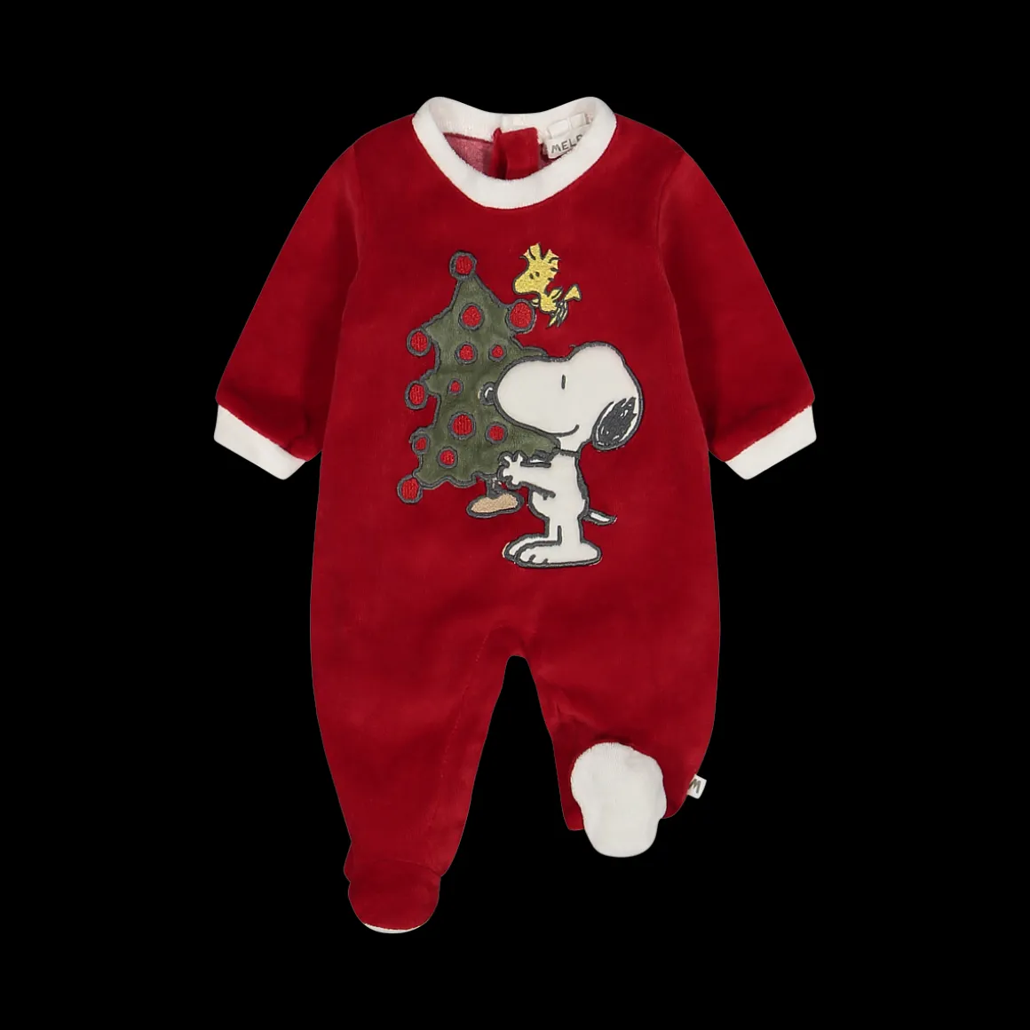 Tutina natalizia unisex con piede in ciniglia