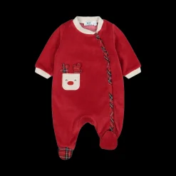 Tutina natalizia unisex in ciniglia con piede