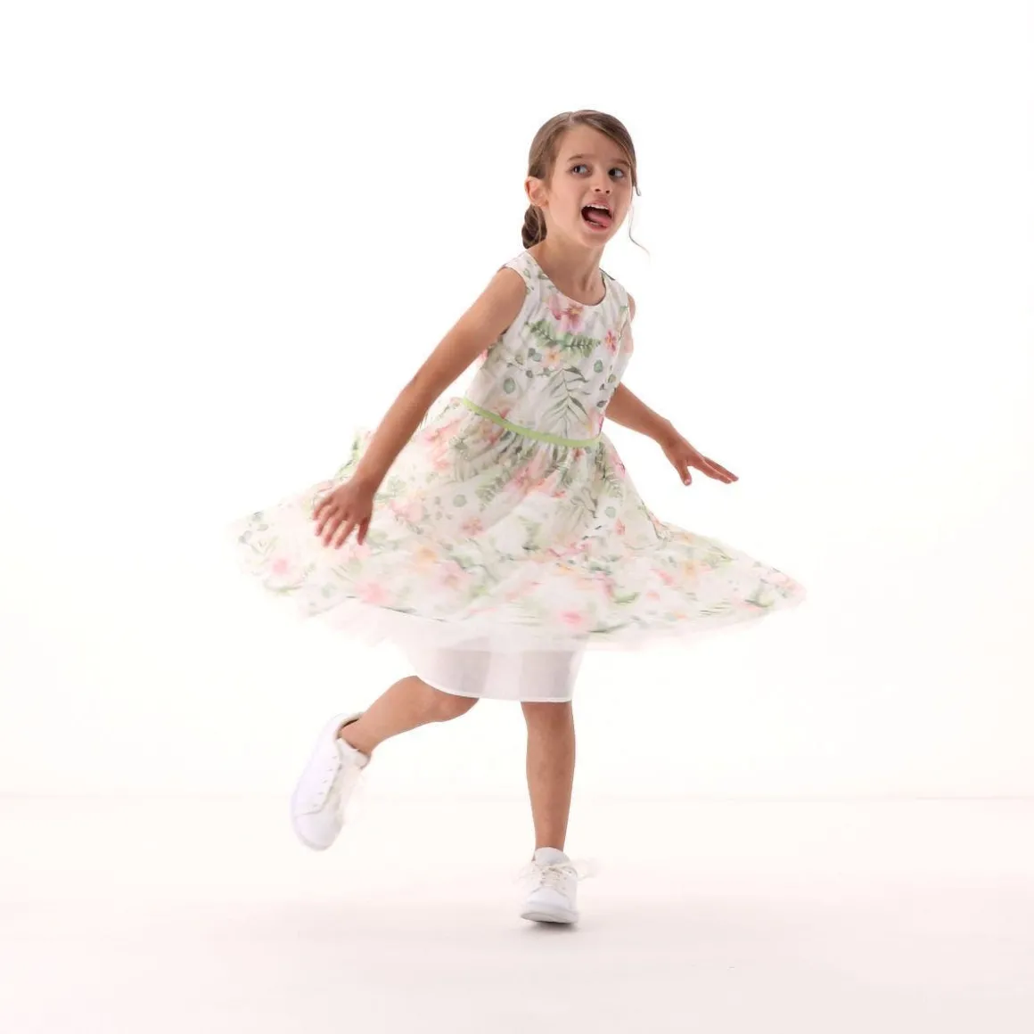 Vestito in tulle stampato per ragazza