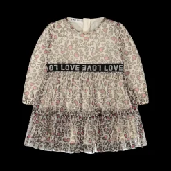 Abito a maniche lunghe in tulle maculato per bambina