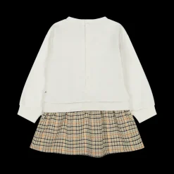 Abito a maniche lunghe in felpa e tessuto a quadri per neonata