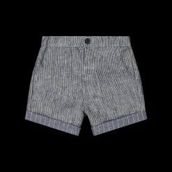 Bermuda da bambino in tessuto rigato bianco-blu