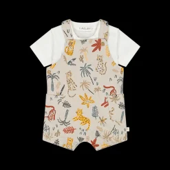 Completo 2 pezzi salopette corta + t-shirt manica corta per neonato