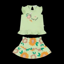 Completo a fiori con canotta per bambina