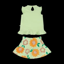 Completo a fiori con canotta per bambina