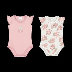 Confezione 2 pezzi body con maniche ad aletta per neonata