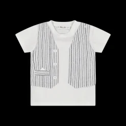 Elegante t-shirt maniche corte in jersey con gilet parte davanti bambino