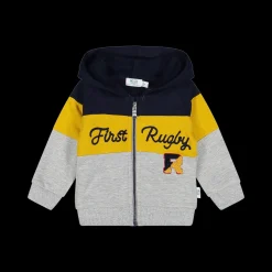 Felpa con zip e cappuccio a tema rugby