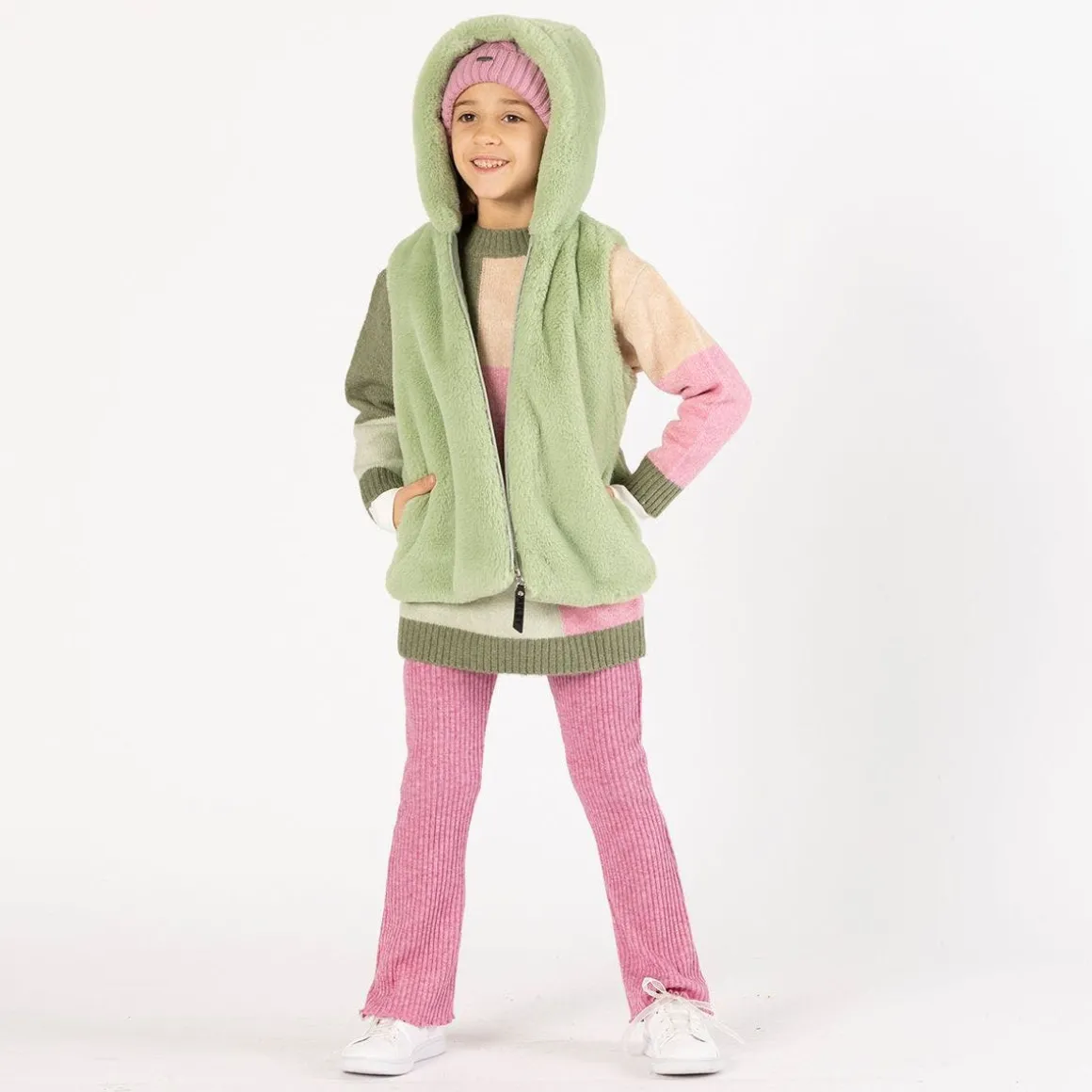 Leggings flare in costina per bambina