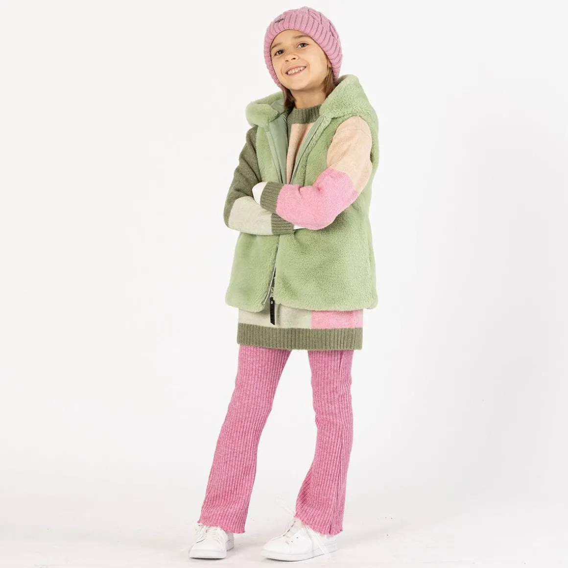 Leggings flare in costina per bambina