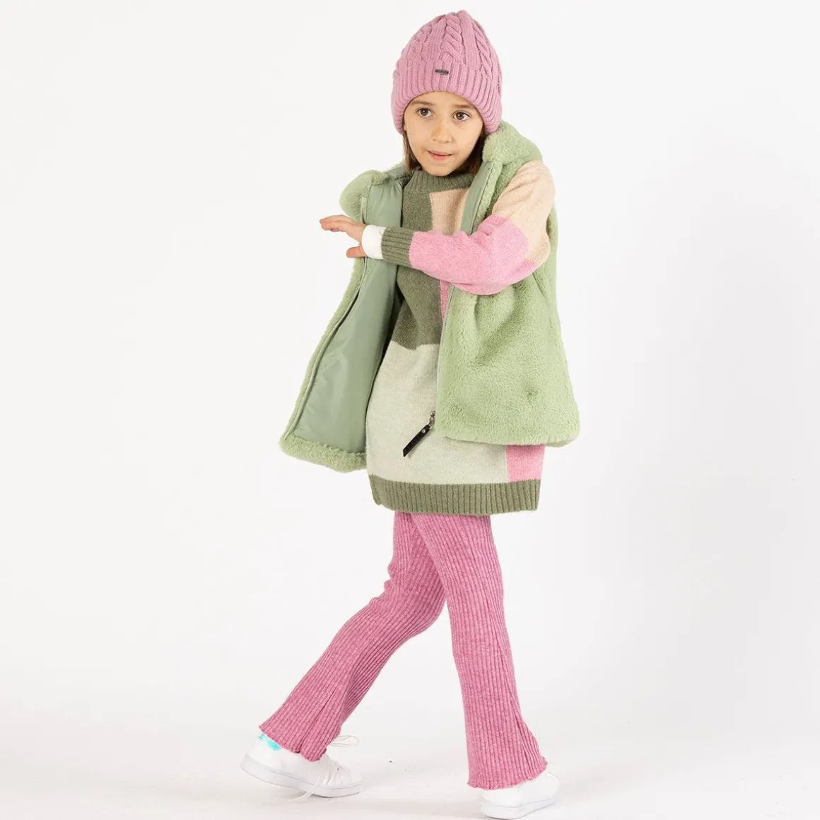 Leggings flare in costina per bambina