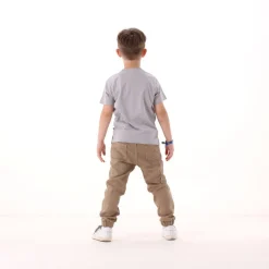 Pantalone in gabardina fiammata per bambino