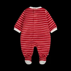 Tutina unisex natalizia con piede in ciniglia rigata